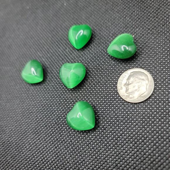 Green Cat's Eye Crystal Hearts - Picture 2 of 3